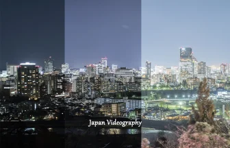 仙台城と仙台市内の夜景
