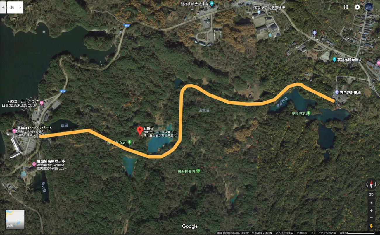 福島県の絶景 五色沼自然探勝路の地図