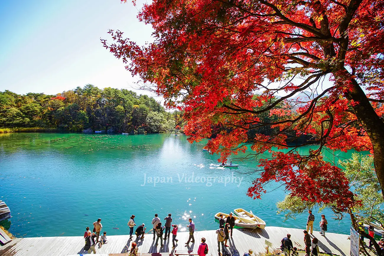 福島県 五色沼の絶景　紅葉が美しい毘沙門沼