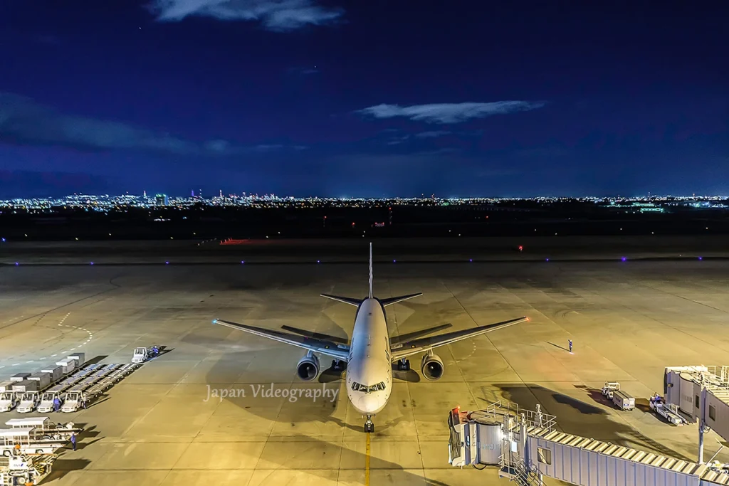 仙台空港 展望デッキ スマイルテラスから眺める夜景