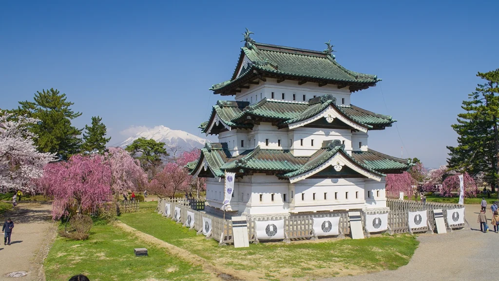 青森県 弘前公園の桜と弘前城