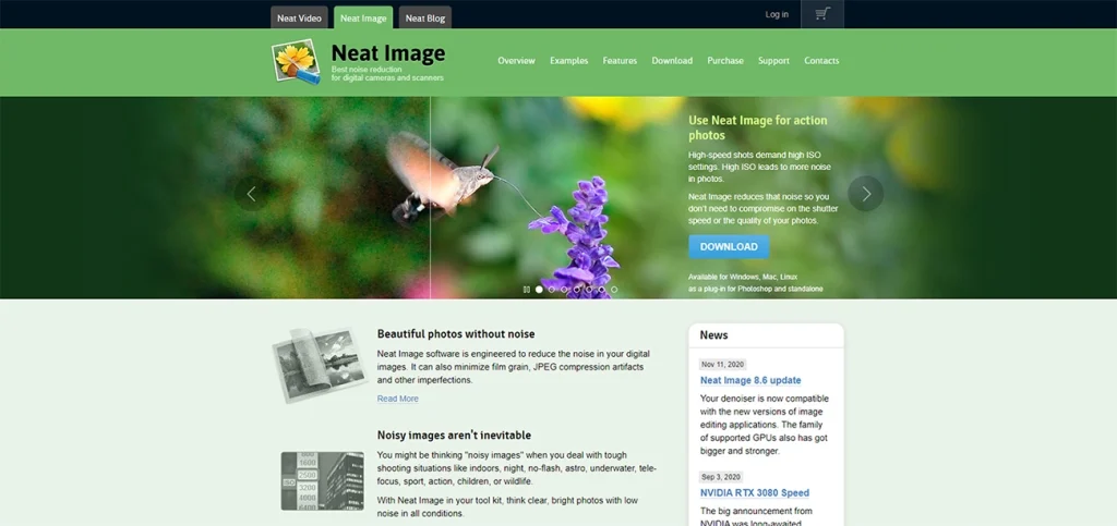 写真のノイズ除去ソフト Neat Imageのウェブサイト